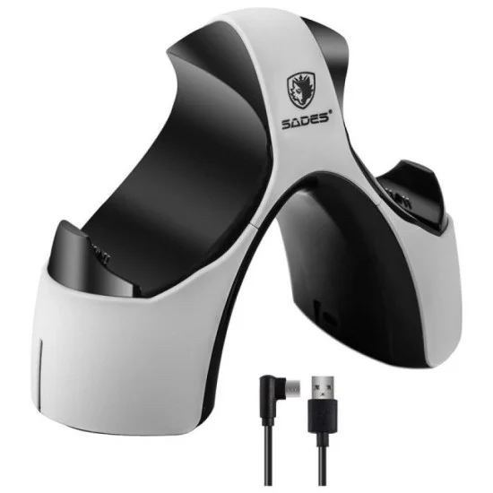 Sades Dual Charger Station For PlayStation 5 Controller - White